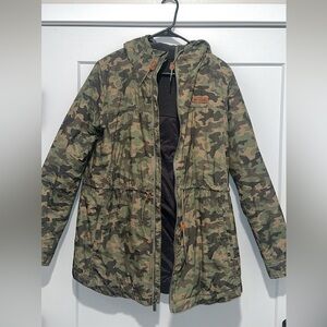 Columbia Green Camouflage Hooded Jacket